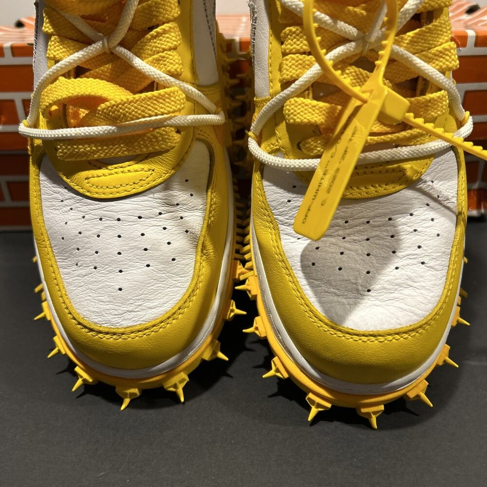 Size 9- Off-White x Nike Air Force 1 SP Leather Mid Varsity Maize W OG BOX - Picture 12 of 15